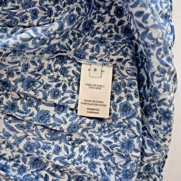 Rebecca Taylor Women's Sz S Delft Fleur Indigo Combo Belted Silk Mini Dress - Picture 6 of 12